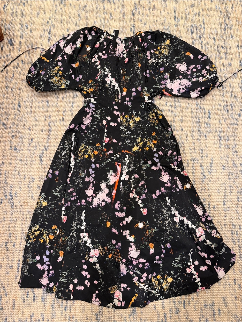 3.1 Phillip Lim Black Floral Pleated Dress with Pink & Green Accents - Picture 6 of 11